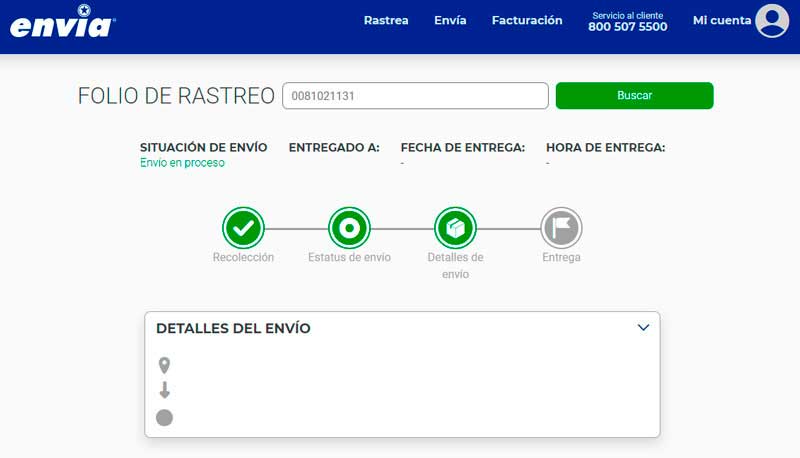 ejemplo de pagina de envia folio de rastreo ampliada